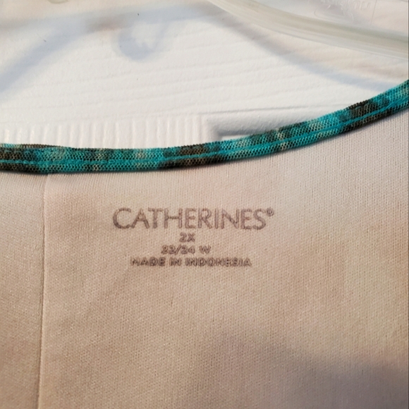 Catherines Womens Pullover Green Blue Chevron Stripe Sleeveless Tunic - Picture 4 of 6